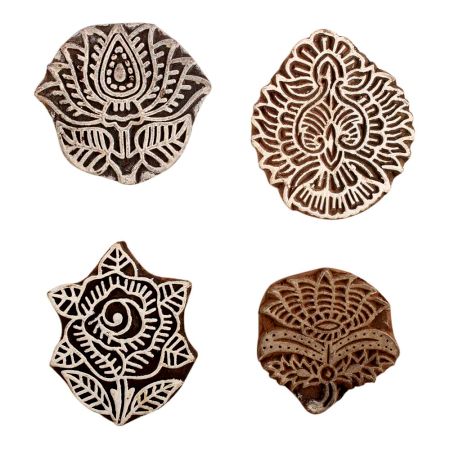 Set of 4 Piece New Mix Wooden Printing Block